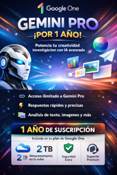 Imagen de GEMINI PRO + GOOGLE ONE + VEO 3.1 + FLOW X 1 AÑO ( 12 MESES )