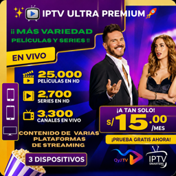 Imagen de IPTV ULTRA PREMIUM x 1 MES x 3 DISPOS