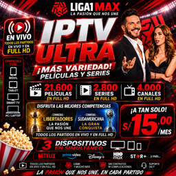 Imagen de IPTV ULTRA x 3 DISPOS x 1 MES
